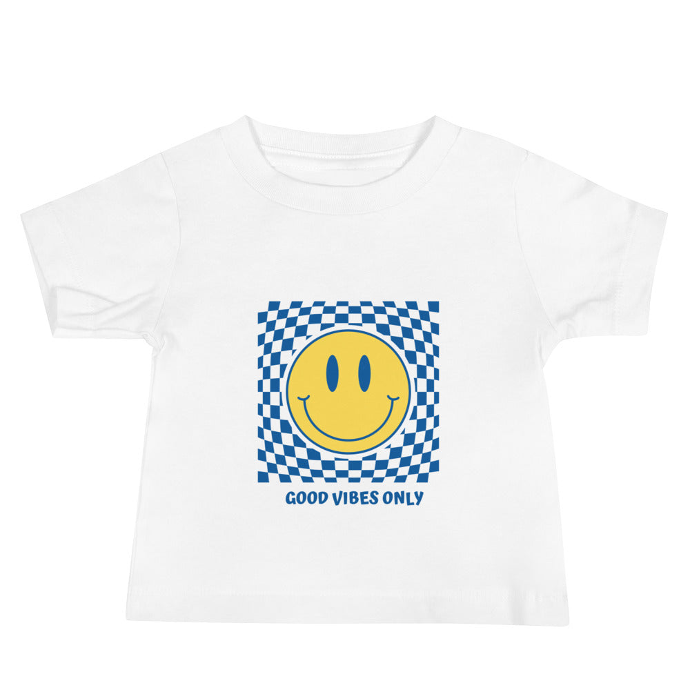 Good Vibes Only Smiley Face Yellow/Blue Baby Tee