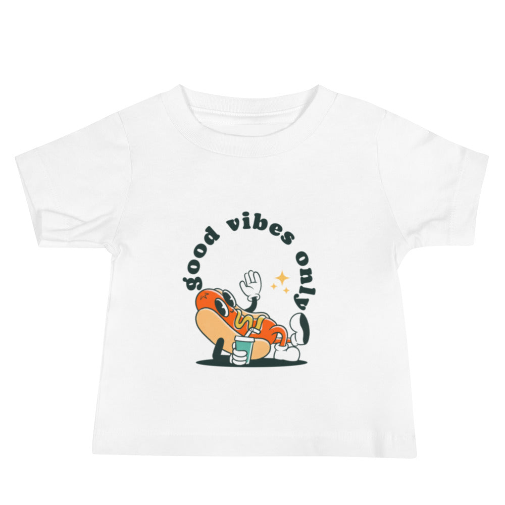 Good Vibes Only Hotdog Retro Baby Tee