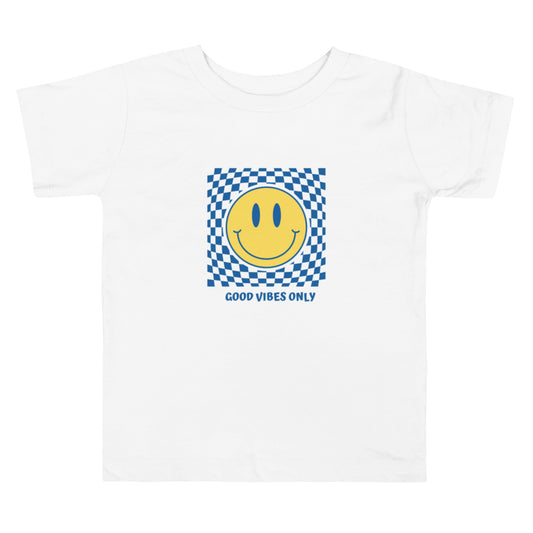 Good Vibes Only Smiley Face Yellow/Blue Toddler Tee