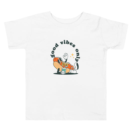 Good Vibes Only Hotdog Retro Toddler Tee